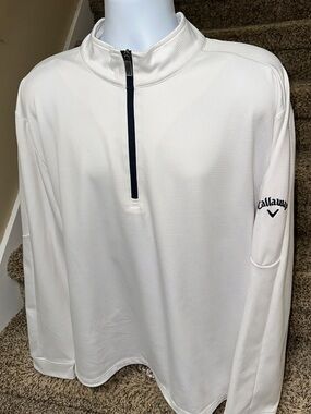 Pure white *Callaway Golf Weather Series* textured lightweight golf shirt - XXL